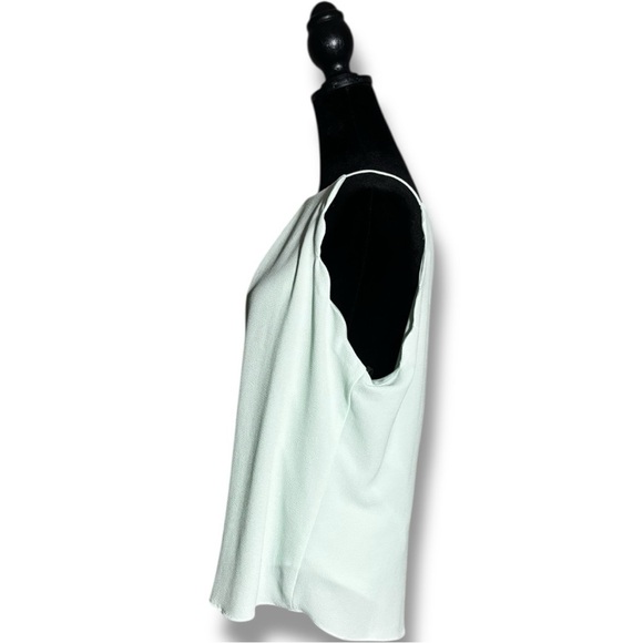 Bwear Mint Green Women's Sleeveless High Neck Scallop Arms Pleated Blouse - Picture 3 of 15